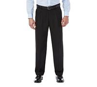 Haggar Mynx Gabardine - Pantaloni da uomo con pieghe sul davanti, con vita espandibile nascosta Nero 34W x 31L