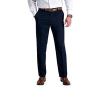 Haggar, Pantaloni da Uomo Cool 18, con girovita espandibile Nascosto e Piega sul Lato Anteriore Blu Navy