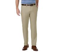 Haggar Cool 18 PRO Straight Fit Flat Front Casual Pant Pantaloni, Cachi, 36W x 32L Uomo