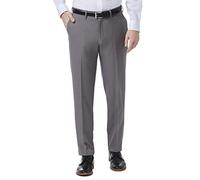 Haggar Premium Comfort Dress Slim Fit Flat Front Pant Pantaloni, Grigio, W34 / L32 Uomo