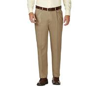 Haggar Pantaloni da Uomo Work to Weekend, Senza Stiratura, plissettati sul Davanti, Taglie Normali e Grandi e Alte, Cachi Britannico, W34 / L34