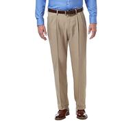 Haggar Premium Comfort Classic Fit Pleat Front Pant Reg. And Big & Tall Sizes Pantaloni Eleganti, Cachi Medio, W38 / L34 Uomo