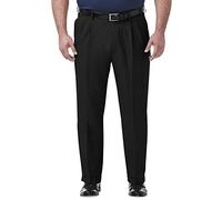Haggar Premium Comfort Classic Fit Pleat Front Pant Reg. And Big & Tall Sizes Pantaloni Eleganti, Nero BT, W44 / L32 Uomo
