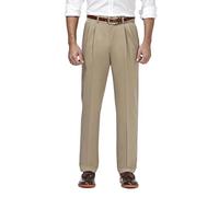 Haggar Premium No Iron Khaki Classic Fit Pleat Front Casual Pant (Regular And Big & Tall Sizes) Pantaloni, Cachi, 42W x 30L Uomo