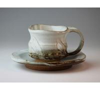 Hagi Yaki Ware Giapponese Ceramica Tazza Da Caffè E Piattino Artista Kashun