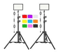 Hagibis Kit di luci video a LED da studio, 9 filtri colorati, treppiede regolabile, per streaming di foto e video