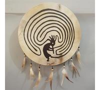 HAGJII Indiano Anice Stellato Tamburo A Mano Meditazione Tamburo A Cornice Tamburo Nativo Americano Guaritore Del Suono Musica Spirituale Tamburo Sciamanico Con Bacchette(45cm,Circle-B)