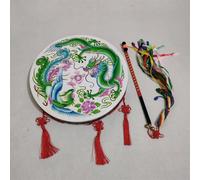 HAGJII Naturale Pelle Di Pecora Tamburo Sciamanico A Lato Singolo Tamburo A Mano Con Frusta Colorata Professionale Tamburo A Cornice Percussioni Musica Spirituale(2-piece set,30CM_DRAWING)