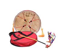 HAGJII Pelle Nera Tamburo Sciamanico Doppia Fila Ancia Di Rame Tamburo Di Bufalo Con Bacchetta Percussione Tamburo A Cornice, Guaritore Del Suono Meditazione(35cm,3-piece set)