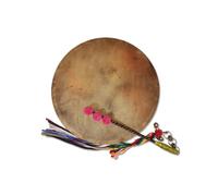 HAGJII Pelle Nera Tamburo Sciamanico Doppia Fila Ancia Di Rame Tamburo Di Bufalo Con Bacchetta Percussione Tamburo A Cornice, Guaritore Del Suono Meditazione(30cm,2-piece set)