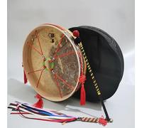 HAGJII Pelle Tamburo Sciamanico Bodhran Con Manico Cerchio In Legno Di Salice, Tamburo A Cornice Con Bacchette Borsa Per Lo Yoga Meditazione Tamburo A Mano Strumento Spirituale(40cm,Black cowhide)