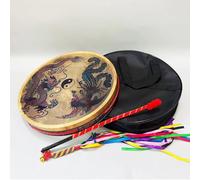 HAGJII Tamburo Sciamanico Per Cerimonia Pelle Di Capra Tamburo A Cornice Motivo Del Drago E Della Fenice Doppia Fila Ancia Di Rame Tamburo Nativo Americano Tamburi A Mano(34cm,3-piece set)
