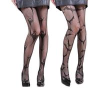 HAGNA 2 Paia Collant A Rete Per Halloween, Pipistrelli E Fantasmi Da Donna, Calze In Pizzo Nero Ragnatela, Per Halloween, Per Il Giorno Dei Festival Morti (D)