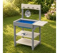 HAGO 24 cucine da gioco per bambini, in legno, accessori per esterni, giardino, terrazza, lavello estraibile