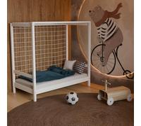 HAGO 24 | Lettino da calcio per bambini | bianco | letto singolo | 70 x 140 cm | pino | rete a doghe | telaio in legno | letto da gioco | letto da calcio |