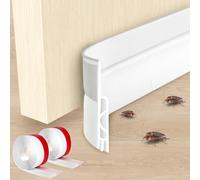 HAGOT 2 Pezzi Paraspifferi Porta Blindata,Paraspifferi Sottoporta Guarnizione Sottoporta per Porte, Blocca Aria Fredda, Rumore e Polvere, Installazione Rapida e Facile, 100x5cm (Bianco)