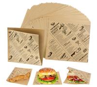 HAGOT 200 Pezzi Carta Spessa per Hamburger, Carta da Imballaggio per Alimenti, Adatta per Hamburger, Sandwich, Snack, Patatine Fritte, Sacchetti per Alimenti Impermeabili e Antiolio (15 x 15 cm)