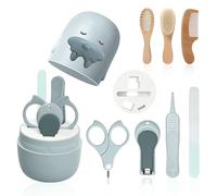 HAGOT Set per la Cura del Bambino 7 in 1 con Custodia Carina, Tagliaunghie, Forbicine, Lima, Pinzette e Sspazzola in Silicone, Set per la Cura del Bambino e Dei Neonati