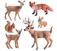 Hagsnec 6 Pezzi Animali Bosco Creature Figurine Scoiattolo Cervi Coniglio Famiglia Figurine Giocattoli nel Miniatura