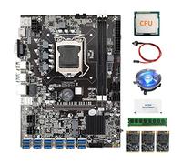 Hagsnec B75 BTC Mining Scheda Madre 12USB+CPU+DDR3 4 GB RAM+3X120G SSD+Fan+ Interruttore+Grasso Termico LGA1155 Scheda Madre
