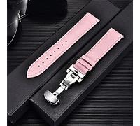 HAGTRB 18mm 20mm 22mm 24mm Watch Band cinghia di orologio in pelle di mucca autentica con banda di guardia bianca blu rosso bracciale con fibbia per farfalla (colore: dimensione rossa: 24 mm) (18 mm)