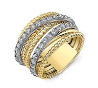 HAGTRB Anelli d'argento Donne Anelli nuziali anelli ad anelli Lady Fashion Jewelry Anelli d'argento per donne (colore di pietra principale: bianco, colore in metallo: due tono)