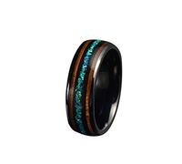 HAGTRB Anello in carburo di tungsteno da 8 mm per uomini abalone nero e anello intarsio