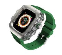 HAGTRB Custodia in metallo per Ultra 2 49mm Mod Kit 45mm 44 mm Elastico Sport Copertura in acciaio inossidabile PC per iwatch 9 8 7 6 Accessori a banda da orologi per uomini (Red-RG, per 49 mm)