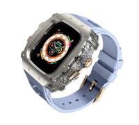 HAGTRB Custodia in metallo per Ultra 2 49mm Mod Kit 45mm 44 mm Elastico Sport Copertura in acciaio inossidabile PC per iwatch 9 8 7 6 Accessori a banda da orologi per uomini (Red-RG, per 49 mm)