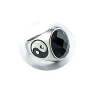 HAGTRB KNBOB UOMINI RINGHI TIGERE YIN e Yang Ovale gemma Ovalo Gold Oro Acciaio inossidabile in acciaio inossidabile N 1/2