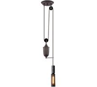 HAGTRB Puleggia a Ciondolo Luce r Cucina in calcestruzzo lampadari a soffitto lineare Lampada induriale retrò sospeso NG con Lampada Sfera adiabile in Mesh Ombra Nera RT garageoom, Muro