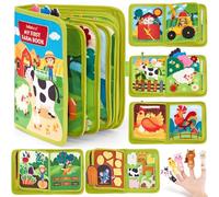 hahaland Busy Board Montessori 1 Anno, Libro Interattivo Sensoriale | Quiet Book Educativo, Giochi Montessori 1 2 3 Anni, Pannello di Feltro, Valigetta Didattica, Regalo Bambino, Fattoria
