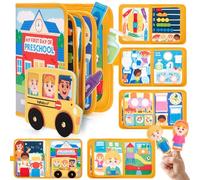 hahaland Busy Board Montessori Libro Interattivo 1 Anno, Pannello Sensoriale Bambini in Feltro, Valigetta Giochi Montessori Didattici Libri Bambini 1 2 3 Anni