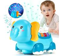 hahaland Elefante Musicale Bambini 1 Anno, Giocattolo Gattonare Neonato 12 18 Mesi, Proiettore di Stelle, Musica Tranquilla e Suoni Naturali per Bimbo Rilassante