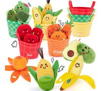 hahaland Giochi Bambini 1 Anno 16 PCS Frutta e Verdura in Peluche con Sonaglio e