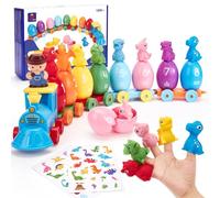 hahaland Giochi Bambini 1 Anno, Set di Dinosauri Treno Giocattolo Componibili con Conteggio, Abbinamento e Ordinamento, Educativo Regalo Bimbo Bimba Giochi Montessori 1 2 3 Anni