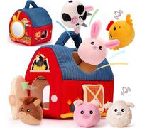 hahaland Giochi Bambino 1 Anno Montessori - Casa Morbida Montessori 6-12 Mesi Animali da Fattoria con Fienile/Sonaglio/Specchio, Gioco Bambino Sensoriale Regalo Bimbo Bimba 1 Anno