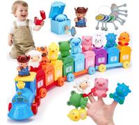 hahaland Giochi Montessori 1 Anno, Animali Giocattolo per Bambini con Conteggio, Abbinamento e Ordinamento, Set di Treno Giocattolo Fattoria Animali Bambini, Educativi Regalo Giochi Bambino 1 2 3 Anno