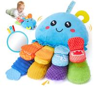 hahaland Giochi Montessori 6 Mesi, Peluche Polpo Multisensoriale con Sonaglio & Specchio, Giochi Tummy Time Neonato con Dentizione, Regalo Neonato 0 3 6 9 Mesi