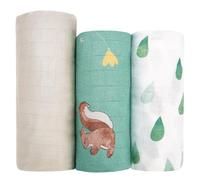 hahaland Mussole Neonato Cotone Bambù 100% Naturale - Set di Copertina Neonato con 1 Pz 120x120cm & 2 Pz 100x95cm - Morbido e Assorbente Swaddle per Neonati