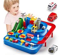 hahaland Pista Macchinine Giochi Bambini 3 4 5 Anni Set di Giocattoli per Pista da Corsa, con Elicottero e 3 Auto Giocattoli Educativo per Bambini Regalo