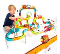 hahaland Pista Macchinine per Bambini 112 PCS, STEM Giochi Bambino 3-6 Anni