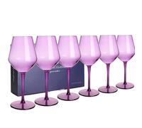 HAHASHOW Bicchieri da Vino Colorati, Bicchiere da Vino Bianco, Tritan-Plastica Divino Calici Vino Rosso 440ml per Campeggio Festa, Adatto alla Lavastoviglie, Set di 6, Viola