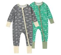 HAHASHOW Pagliaccetti Confezione da 2 Ragazzo Ragazza Neonato Cerniera Set Manica Lunga Pagliaccetto Polsini Arrotolati Tuta Vestiti Del Bambino Natale 12-18 Mesi Elk Excavator