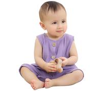 HAHASHOW Tutina Estiva Neonata Maniche per 100% Cotone Pigiama Ragazzi Jumpsuit 0-3 Mesi, Viola