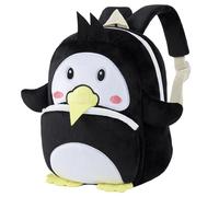 HAHASHOW Zainetto Asilo Bambino 2-4 Anni Zaino Asilo Bimba e Bimbo in Peluche con Design Animali Carini per Asilo e Viaggi (Pinguino nero)