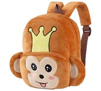 HAHASHOW Zainetto Asilo Bambino 2-4 Anni Zaino Asilo Bimba e Bimbo in Peluche con Design Animali Carini per Asilo e Viaggi (AScimmia coronata)