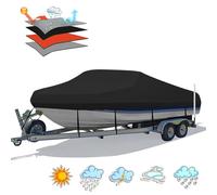 HAHASOLE Copertura impermeabile resistente in poliuretano 1200D per barche, 43-48 cm, in tela di poliestere di grado marino, adatta per scafo a V da 5,2-5,8 m, basso, runabout, barca da pesca, barca