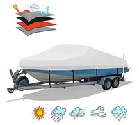 HAHASOLE Copertura impermeabile resistente in poliuretano 1200D per barche, 60-61 cm, in tela di poliestere di grado marino, adatta a scafo a V da 7 a 7,3 m, tri-scafo, barca da pesca, runabout, basso