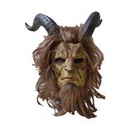 Hahepo La Bella e la Bestia, maschera per Halloween con parrucca, corna di corna per cosplay e feste di carnevale